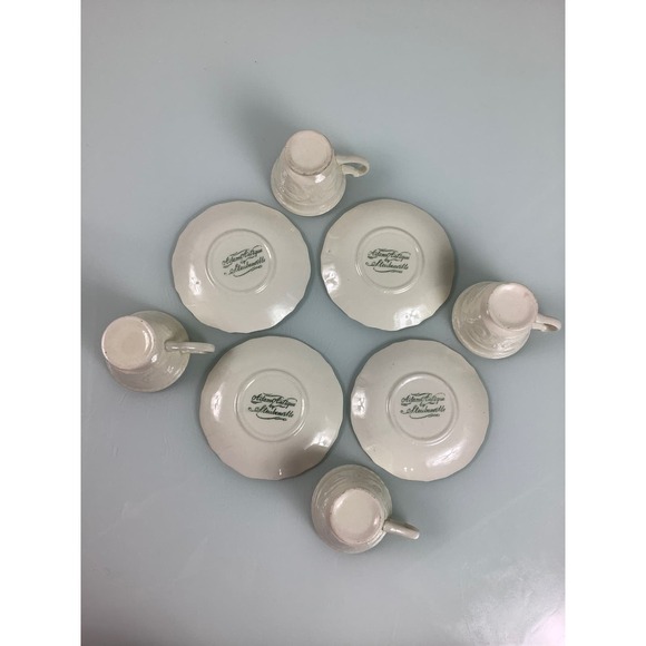 Vintage Steubenville Adam Antique Demitasse cup & saucer set of 4 - Picture 7 of 12